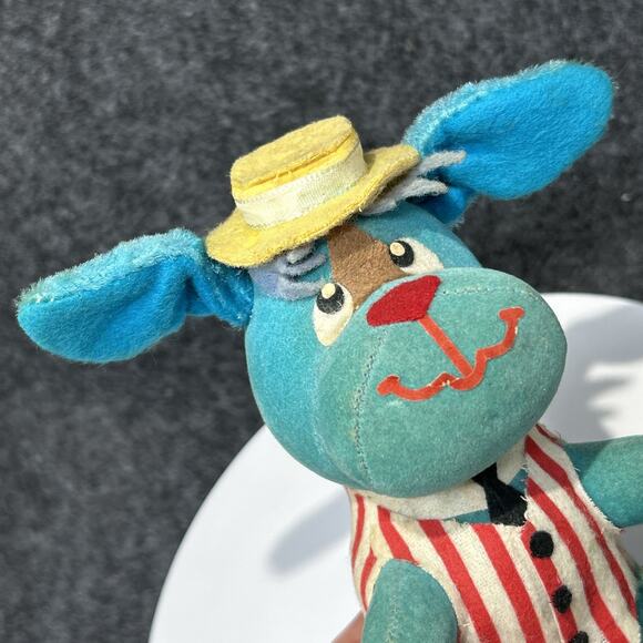 Vintage Dream Pets Plush Dog Blue Hat Striped Vest Japan Kitsch MCM Collectible - Picture 7 of 12